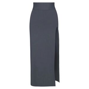 SKIMS Charcoal High-Waist Maxi Skirt with Side Slit